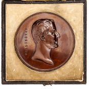 Death of the Duke of Wellington 1852, bronze medallion by G.G. Adams. Obverse high relief head of