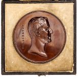 Death of the Duke of Wellington 1852, bronze medallion by G.G. Adams. Obverse high relief head of