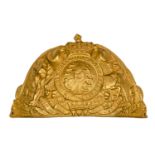 An officer’s gilt bearskin plate of the Grenadier Guards, bearing curved 1816-37 Royal Arms with