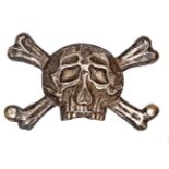 A Brunswick cavalry officer’s base metal skull and crossbones sabretache badge, 5 pairs copper