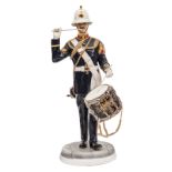 A hand painted Sutty figure “Bugler, Royal Marines, 1989”, in full dress with side drum with
