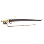 A French M1866 Chassepot sword bayonet, blade 22½”, unmarked apart from king’s head at forte.
