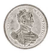 Lord Wellington Four Battles commemorative WM medallion, obverse: bust of Wellington in uniform