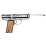 A scarce .177” German 2nd type Hubertas air pistol, c 1920s mid 1930’s, 10½” overall, barrel 5¼”,