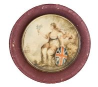 A fine presentation circular miniature on ivory inscribed on silver band around edge “Horatio Nelson