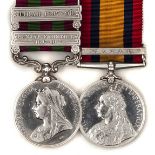 Pair:  I.G.S. 1895, 2 clasps Punjab Frontier 1897-98, Tirah 1897-98 (script engraved 3090 Pte. W R