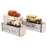 3 Durham Classics white metal models. 1941 Chevrolet Panel Delivery van (DC12A) in ‘CCM Joycycles’