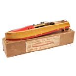 ‘The New Power-Plus Bowman Steam Speed-Boat “Swallow”. A wooden streamlined pond racer, 54cm overall