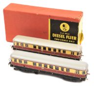 Continental TRIX HO gauge railway Diesel Flyer (20/58). Comprising a German style two coach unit,
