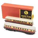 Continental TRIX HO gauge railway Diesel Flyer (20/58). Comprising a German style two coach unit,