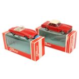 2 Tekno cars. Mercedes Benz 280 (929). Example in red with white fixed roof, red interior and red