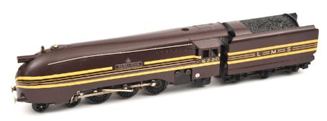 A rare TRIX OO gauge locomotive and tender, produced only in 1939. A LMS Coronation class 4-6-2