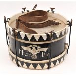 A German military style side drum, 14½” diameter, the body painted black with white NSKK eagle “