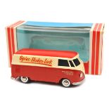 A scarce Tekno Volkswagen Type 2 van (405).  ‘Spies-Hecker-Lack’. In red, cream and red livery, with