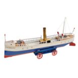 An impressive German Tucher & Walther tinplate Yacht ‘Clermont’. A modern reproduction (1998) of a