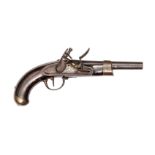 A French 14 bore Model An XIII flintlock pistol,  13½” overall, barrel 8” the lock engraved “