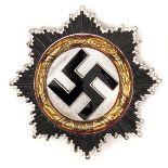 A good Third Reich German Cross in gold, light version (43gms), with 4 hollow rivets, the pin