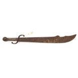 A Chinese “Boxer” sword,  broad blade 24½ x 3½” at widest, with deep fullers and hatchet point,