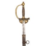 A late 19th century continental officer’s sword, probably French, slender DE double fullered blade