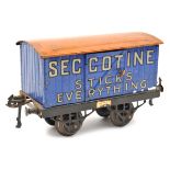 Hornby Series O gauge Private Owner Van – Seccotine Sticks Everything. In blue livery with orange