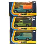 3 Corgi Whizzwheels Land Rover (438). An example in metallic lime green with yellow interior and