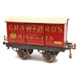 Hornby Series O gauge Private Owner Van – Crawford’s Biscuits. Red body and cream roof (1934-38)