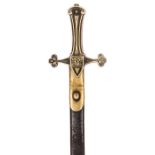 A Vic drummer’s sword Mk I, blade 20”, panelled brass cruciform hilt with langets and “VR” cypher,