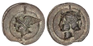 Roman Republic Aes Grave, As (c 289-245 BC), obverse head of Janus left, reverse head of Mercury