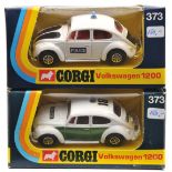 2 Corgi Whizzwheels Volkswagen 1200 Beetle (373). Both Police examples, German “Polizei” example