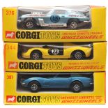 3 Corgi Whizzwheels. Ferrari 206 Dino Sport (344). Example in yellow with black doors, RN23.