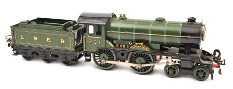 Hornby Series O gauge 3 rail 20V electric LNER 4-4-0 tender locomotive, “Bramham Moor” RN 201. In