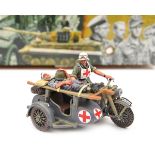 King & Country Fighting Vehicles WW11 German Forces “Medical Evacuation Motorcycle Combo” (WSS