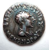 Indo Greek: Bactrian Kings, Menander I Soter AR drachm (c 165-130BC), obverse diademed bust right,
