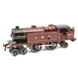 Hornby Series O gauge clockwork No.2 special LMS 4-4-2 tank locomotive. In lined gloss Crimson