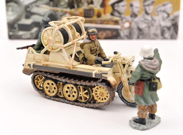 King & Country Fighting Vehicles WW11 German Forces “Kettenkrad” (halftrack) motorcycle (WSS 81). An