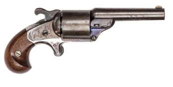 A 6 shot .30”  “teat fire” Moore’s Patent Fire Arms Co revolver,  number 1083, 7” overall, barrel