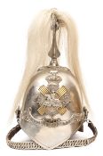 A Victorian trooper’s white metal helmet of the Fife Light Horse, with peak binding, leather
