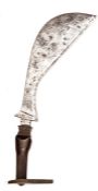 A Coorg shortsword Ayda Katti,  heavy curved and swollen blade of traditional form, 14”, with