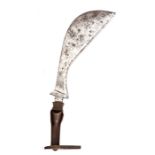 A Coorg shortsword Ayda Katti,  heavy curved and swollen blade of traditional form, 14”, with