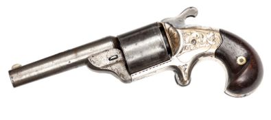 A 6 shot.30” “teat fire” Moore’s Patent Fire Arms Co revolver, number 4939, 7” overall, barrel 3¼”