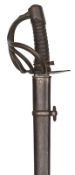A French M An XIII cuirassier sword, double fullered blade 38”, with stamps at forte and marked “