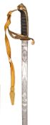 A Victorian 1845 pattern Staff officer’s sword, very slightly curved, flat blade 34½”, by Wilkinson,