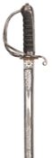 A Victorian 1821 pattern light cavalry officer’s sword, very slightly curved, fullered blade 35” by