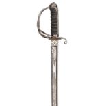 A Victorian 1821 pattern light cavalry officer’s sword, very slightly curved, fullered blade 35” by