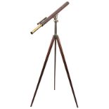 A 19th century mahogany bodied astronomical telescope, by Dolland, London, the body 43" overall,