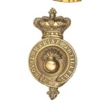 A Vic brass martingale badge of the Royal Marine Artillery, 2 long studs. GC Plate 1