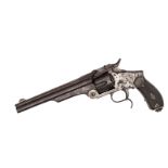 A 6 shot .44” RF Belgian copy of a Smith & Wesson military type SA revolver,  13” overall, round