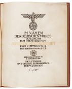 A scarce Third Reich Knights Cross of the Iron Cross presentation document on vellum to (