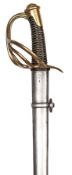 A French cuirassier trooper’s sword, dated 1816, straight double fullered blade 38”, with stamps