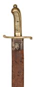 A Saxony M1845 brass hilted Artillery hanger, slightly swollen single edged blade 19”, with